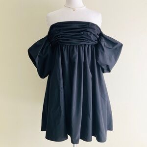Free People Black Off-Shoulder Babydoll Dress